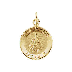 14K Yellow 12mm Round Infant of Prague Medal