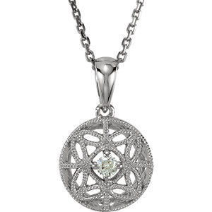 14K White 1-10 CTW Diamond Filigree 18" Necklace