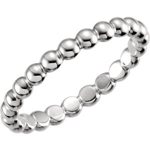 Sterling Silver 2.5mm Beaded Stackable Ring Size 5