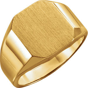 14K Yellow 12X10mm Octagon Signet Ring