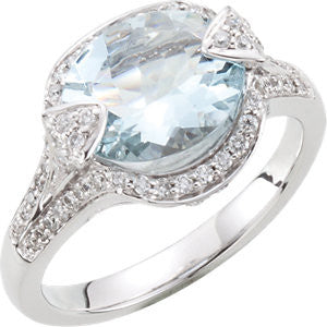 Aquamarine & Diamond Accented Ring