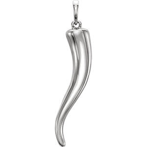 14K Yellow 31.5mm Italian Horn Pendant