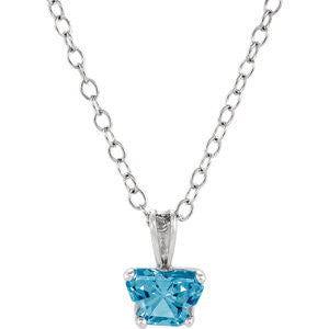 10K White December Birthstone 14" Necklace