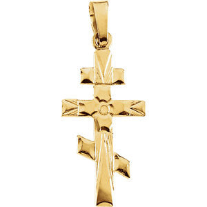 14K Yellow 26x15mm Orthodox Cross Pendant