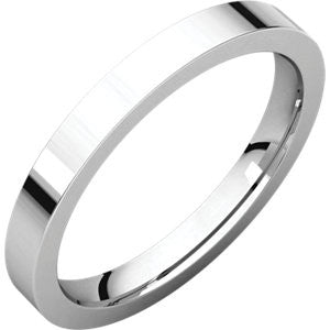 Platinum 2.5mm Flat Comfort Fit Wedding Band