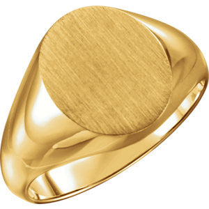 14K Yellow 14x12mm Men's Signet Ring with Brush Finish