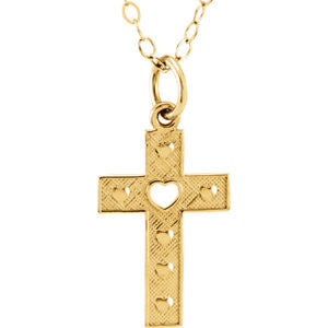 14K Yellow Cross 15" Youth Necklace