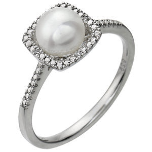 Sterling Silver Freshwater Cultured Pearl & .01 CTW Diamond Ring