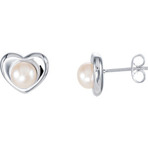 Freshwater Cultured Pearl Heart Earrings