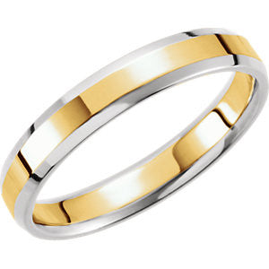 14K White & Yellow 4mm Comfort-Fit Beveled Edge Band Size 11