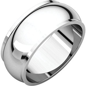 14K White 8mm Half Round Edge Band