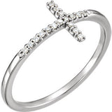 14K Yellow .085 CTW Diamond Sideways Cross Ring