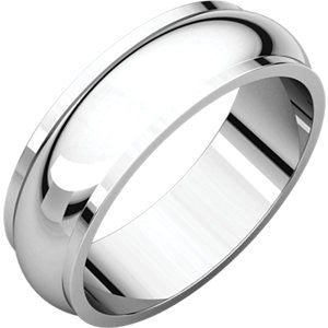 14K White 6mm Half Round Edge Band