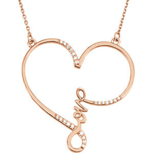 14K Rose 1-8 CTW Diamond "Love" Heart Infinity-Inspired 18" Necklace