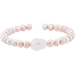 Pink Freshwater Cultured Pearl & Rose Quartz Bracelet