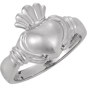 14K White Ladies Claddagh Ring