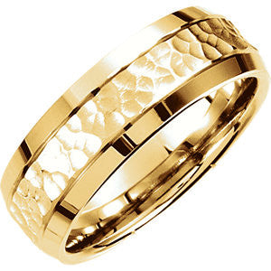 14K Yellow 7.5mm Fancy Carved Band Size 10.00