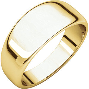 14K Yellow 10mm Half Round Tapered Band