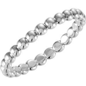 Sterling Silver 2.5mm Beaded Stackable Ring Size 7