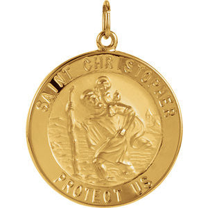 14K Yellow 25mm St. Christopher Medal