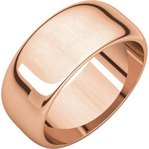 14K Rose 8mm Half Round Wedding Band