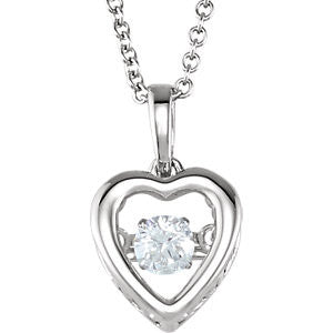 14K White 1-6 CT Diamond Heart 18" Mystara® Necklace