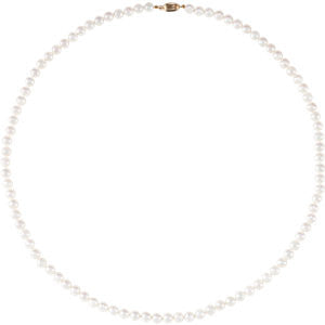 14K Yellow 6-6.5mm Akoya Cultured Pearl 24" Strand