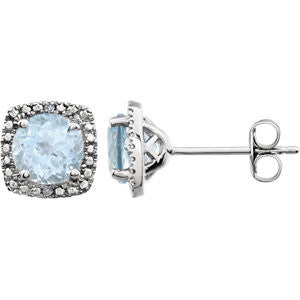 Sterling Silver Sky Blue Topaz & .015 CTW Diamond Earrings