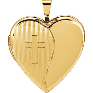 14K Yellow 20.5x19mm Heart Cross Locket