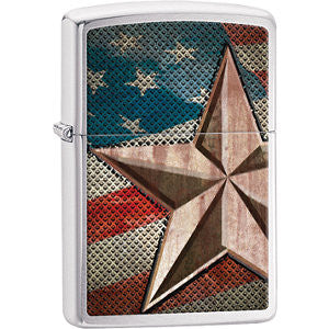 Zippo® Retro Star Brushed Chrome Lighter