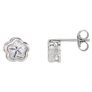 Sterling Silver White CZ Stud Earrings