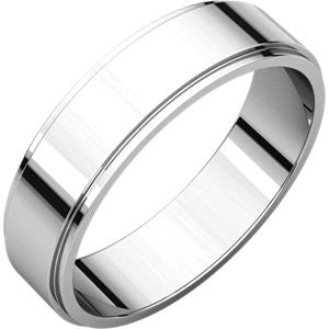 14K White 5mm Flat Edge Band