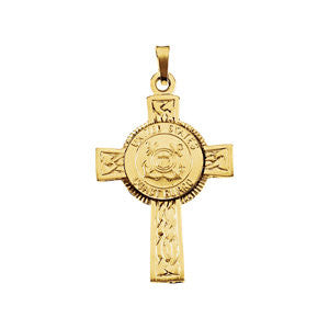 14K Yellow 28.5x20.75mm U.S. Coast Guard Cross Pendant