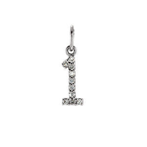 14K White .05 CTW Diamond Numeric Charm or Pendant