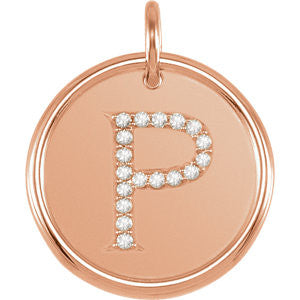 14K Rose 1-10 CTW Diamond Initial "P" Pendant