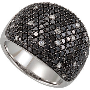 14K White 3 CTW Black & White Diamond Pavé Ring