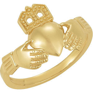 14K Yellow 12x14mm Ladies Claddagh Ring