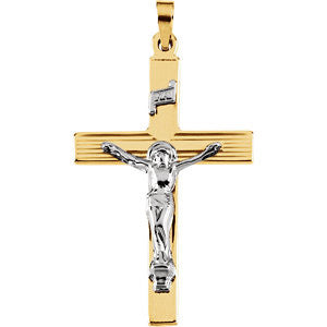 14K Yellow & White 32x21mm Crucifix Pendant