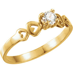 14K Yellow Cubic Zirconia Youth Ring Size 3