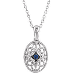 Sterling Silver Sapphire 18" Necklace