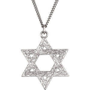 Sterling Silver  29x26mm Star of David 18" Necklace