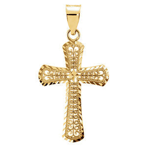 14K Yellow 21x14.5mm Cross Pendant