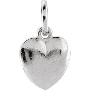 14K White 15.15x8.9mm Puffed Heart Charm with Jump Ring