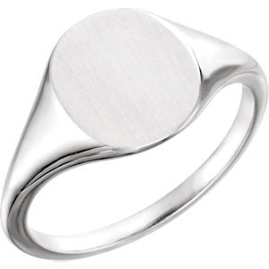 14K White 11x9mm Signet Ring