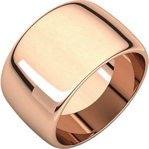 14K Rose 12mm Half Round Band