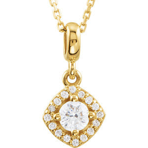 14K Yellow 1-3 CTW Diamond Halo-Style 18" Necklace