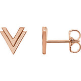 14K White Double "V" Earrings