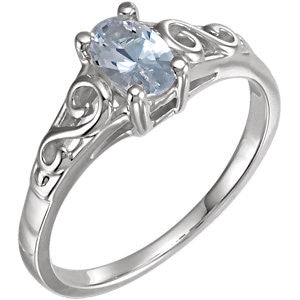 Sterling Silver April Imitation Birthstone Ring