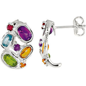 Amethyst, Citrine, Peridot, Sky Blue Topaz & Brazilian Garnet Earrings