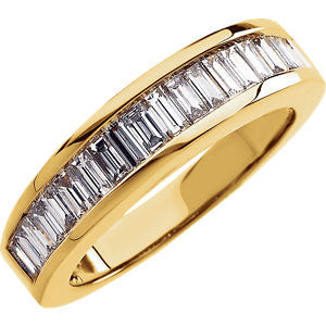 14K Yellow 1 CTW Diamond Baguette Anniversary Band Size 7